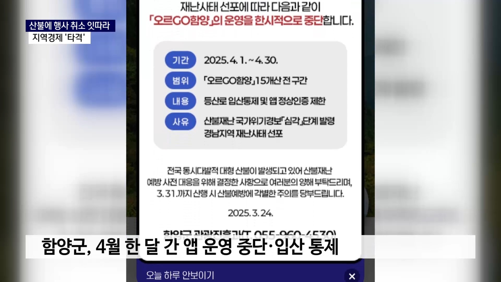 (R)  통제 불능 산불에 행사 줄취소..지역경제 타격 사진