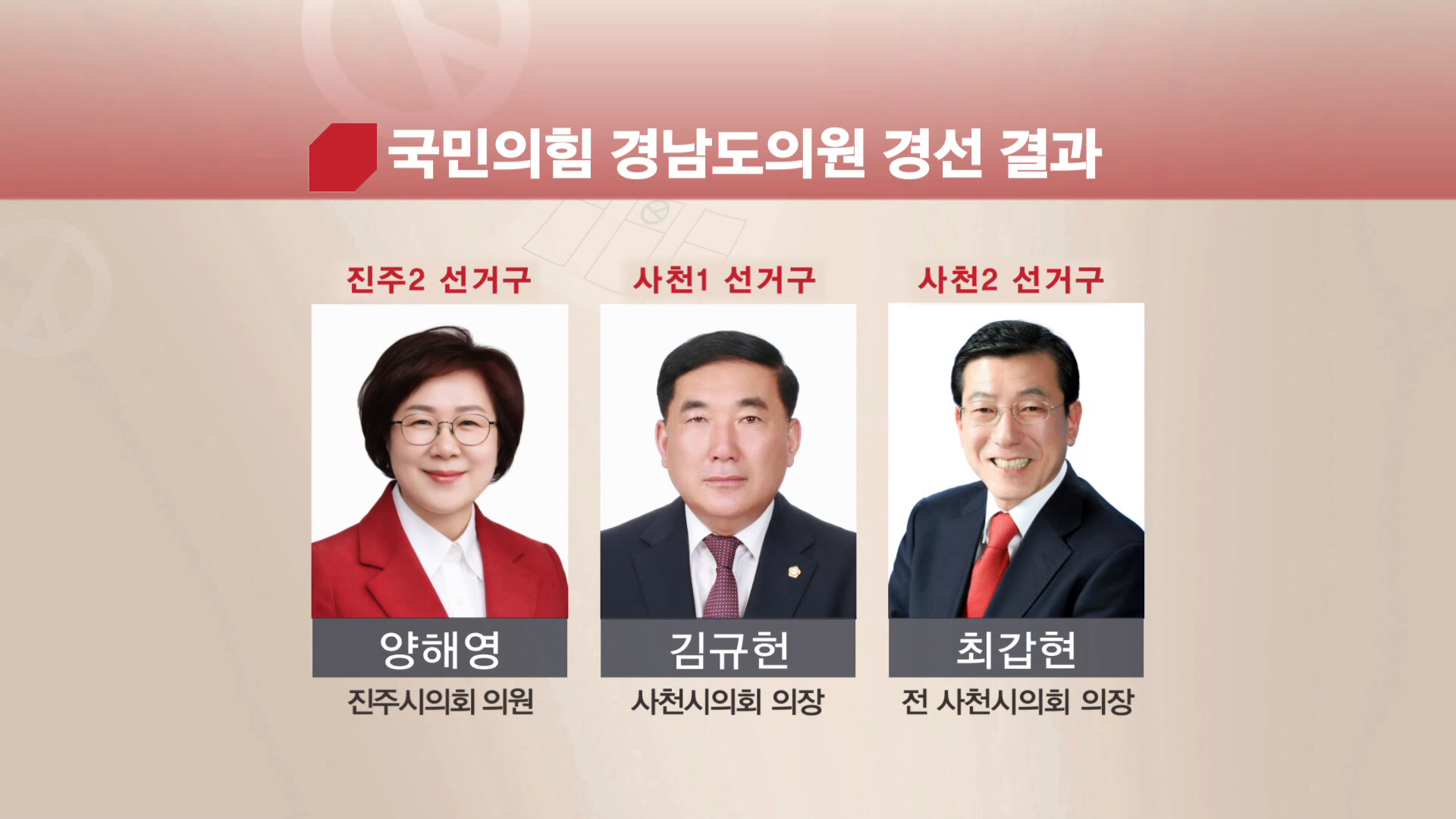 국민의힘 경남도의원 후보 경선 결과 발표 사진