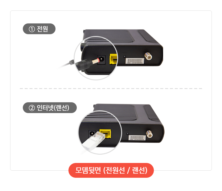 전원, 인터넷랜선 분리 이미지